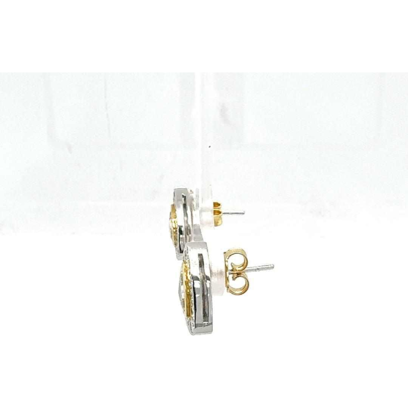 Paire de boucles d'oreilles BlingBling en or bicolore, diamants jaunes et blancs