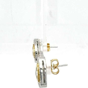 Paire de boucles d'oreilles BlingBling en or bicolore, diamants jaunes et blancs