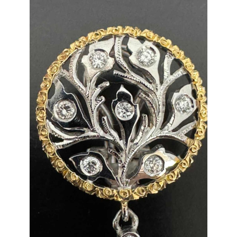 Paire de boucles d'oreilles en or bicolore serties de diamants