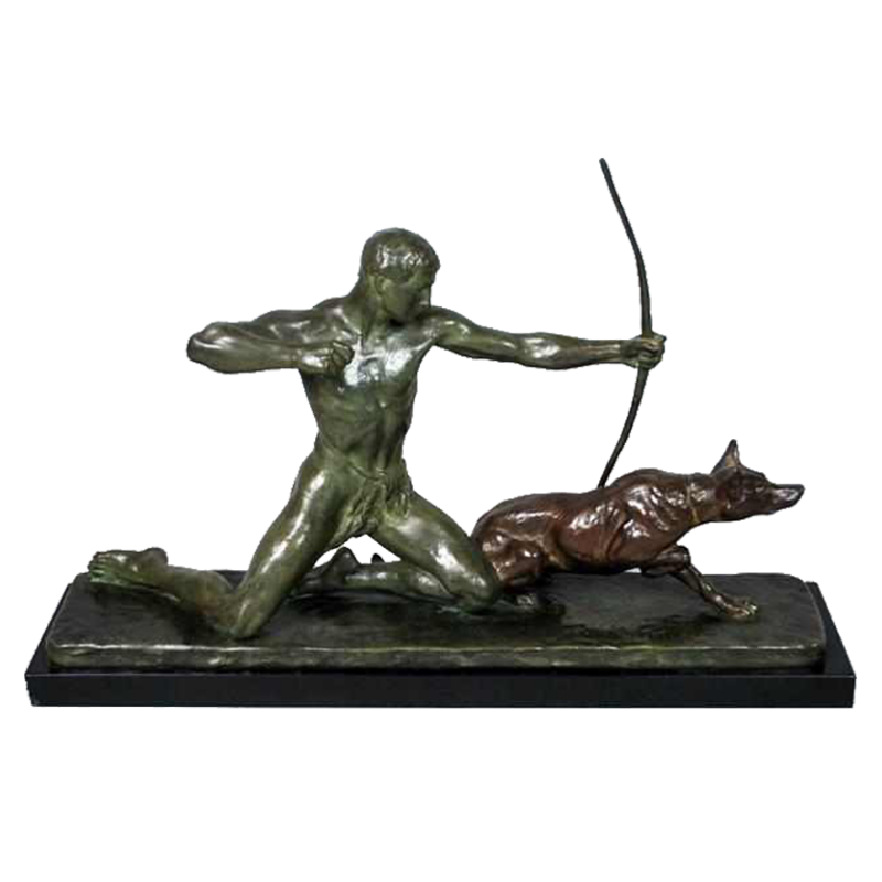 Art Deco bronze by French sculptor Louis Riche "The Hunter and his Dog".