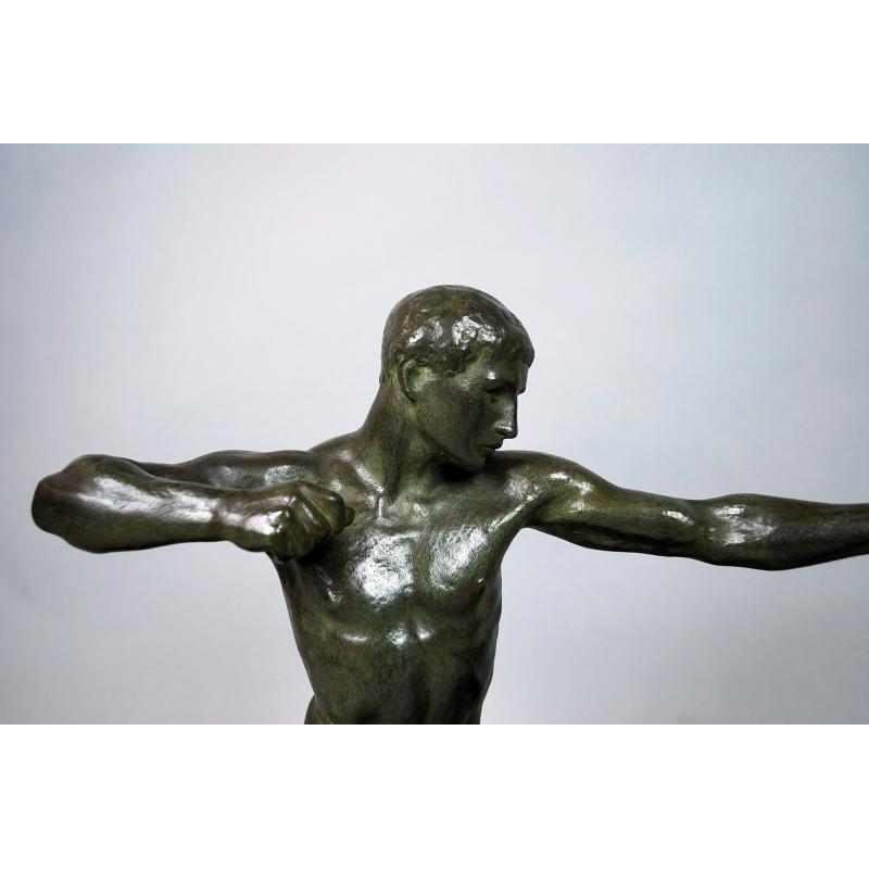 Art Deco bronze by French sculptor Louis Riche "The Hunter and his Dog".