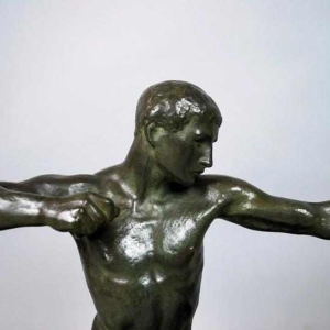 Bronze art-déco de Louis Riche sculpteur Français " le Chasseur et son Chien".