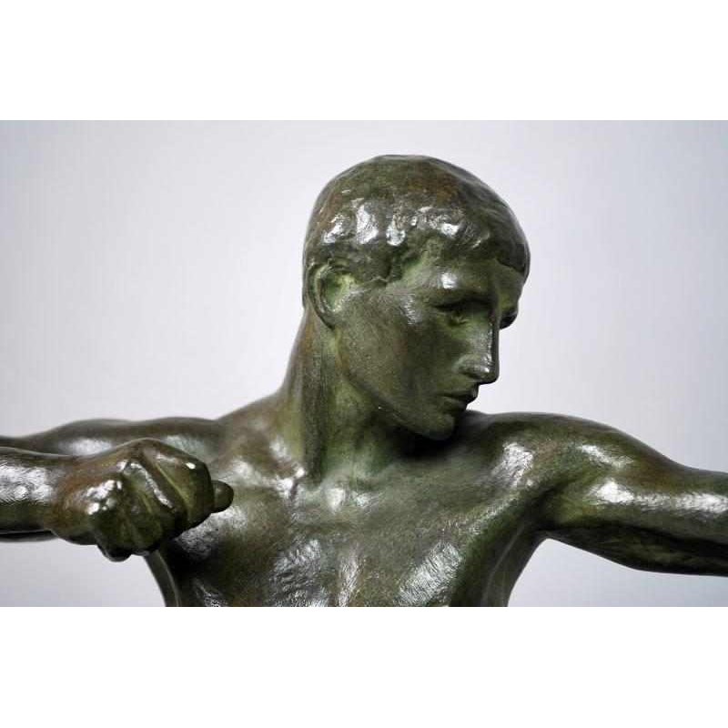 Art Deco bronze by French sculptor Louis Riche "The Hunter and his Dog".