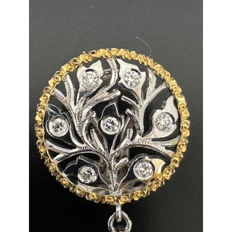 Paire de boucles d'oreilles en or bicolore serties de diamants