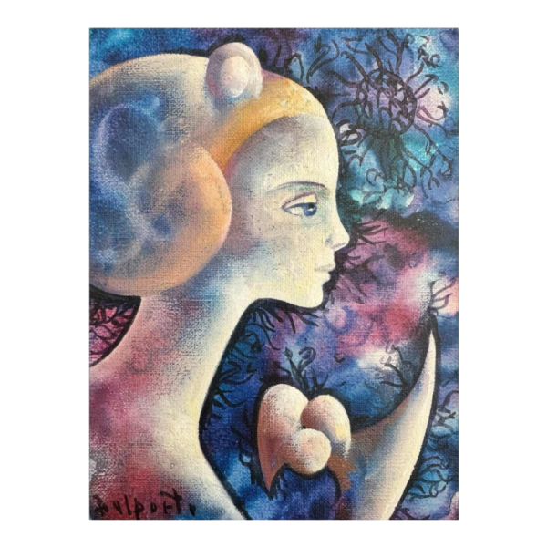 Charles DELPORTE « La Muse - Hommage à Paul Verlaine » peinture huile sur toile