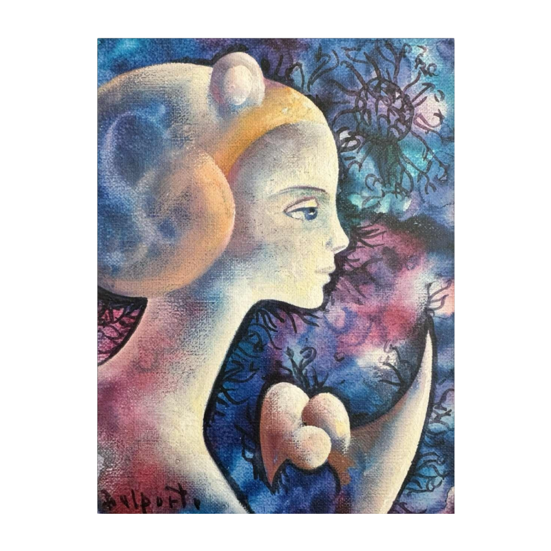 Charles DELPORTE « La Muse - Hommage à Paul Verlaine » peinture huile sur toile