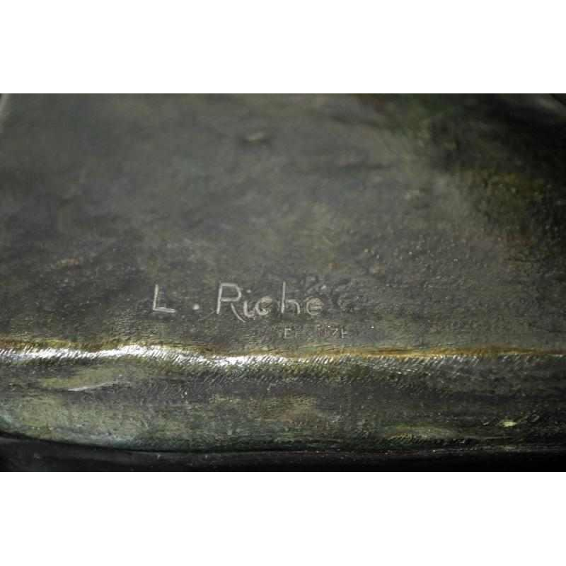 Art Deco bronze by French sculptor Louis Riche "The Hunter and his Dog".