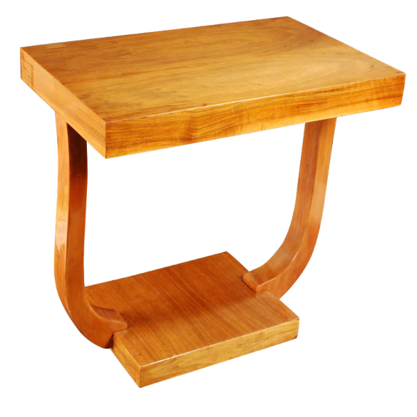 Art Deco walnoot gefineerde DE COENE kolomtafel met "viool" poten - circa 1930