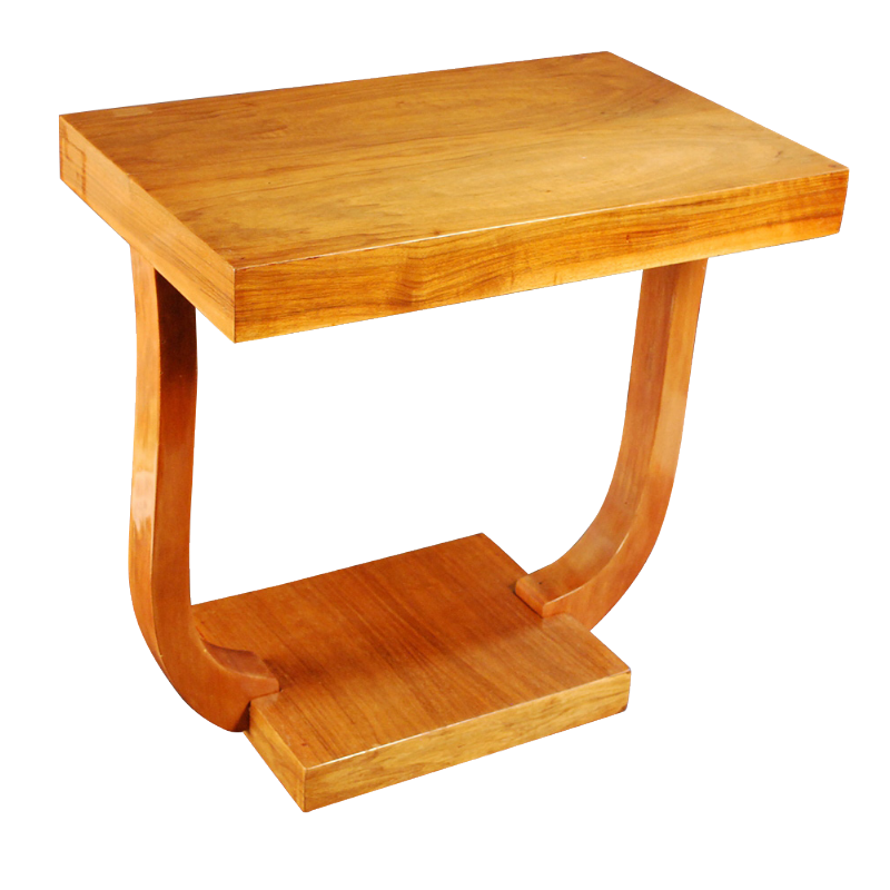 Art Deco walnoot gefineerde DE COENE kolomtafel met "viool" poten - circa 1930
