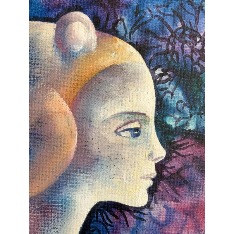 Charles DELPORTE "La Muse - Hommage à Paul Verlaine" schilderij olieverf op paneel