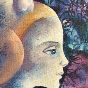 Charles DELPORTE « La Muse - Hommage à Paul Verlaine » peinture huile sur toile