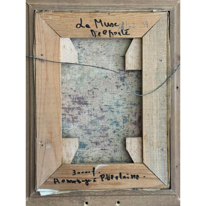 Charles DELPORTE "La Muse - Hommage à Paul Verlaine" schilderij olieverf op paneel
