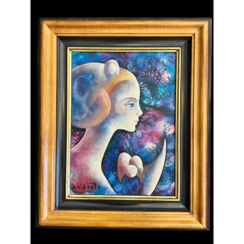 Charles DELPORTE « La Muse - Hommage à Paul Verlaine » peinture huile sur toile