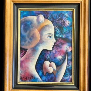 Charles DELPORTE "La Muse - Hommage à Paul Verlaine" schilderij olieverf op paneel