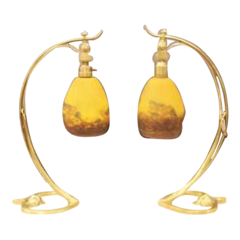 SOLD .Paire de lampes de bureau art-nouveau signée Degué