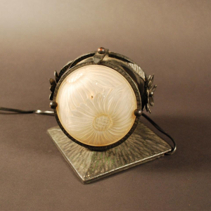 Art Deco table lamp, wrought iron and moulded pressed glass - circa 1925