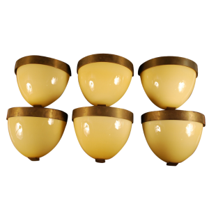 Jozé Ten Have, 6 large Modernist sconces Art Deco style, Brass & Opaline