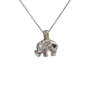 Pendentif 'éléphant' en or blanc orné de diamants