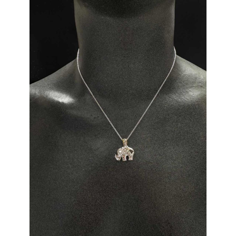 Elephant' pendant, white gold set with diamonds