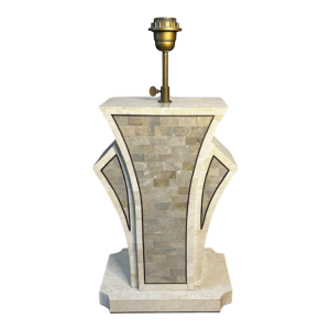 MAITLAND SMITH (USA) Hollywood Regency lamp base in tessellated stone & brass inlay, ca 1970