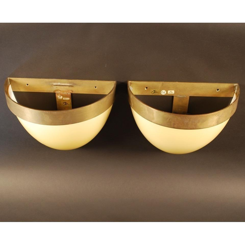Jozé Ten Have, 6 large Modernist sconces Art Deco style, Brass & Opaline