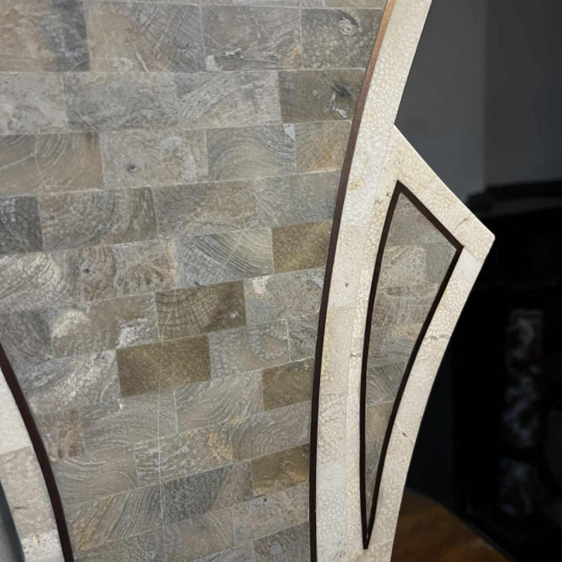 MAITLAND SMITH (USA) Hollywood Regency lamp base in tessellated stone & brass inlay, ca 1970