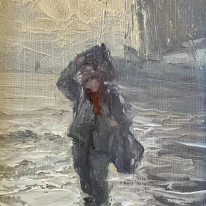 Albert Isidore DEVOS « De retour de pêche » peinture huile sur bois