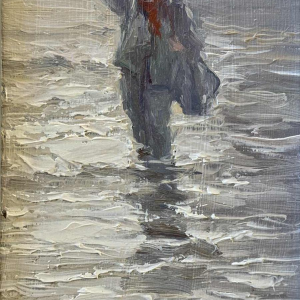 Albert Isidore DEVOS « De retour de pêche » peinture huile sur bois