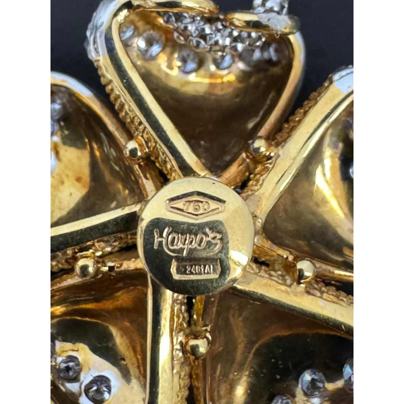 Bloem' hanger in tweekleurig goud met diamanten