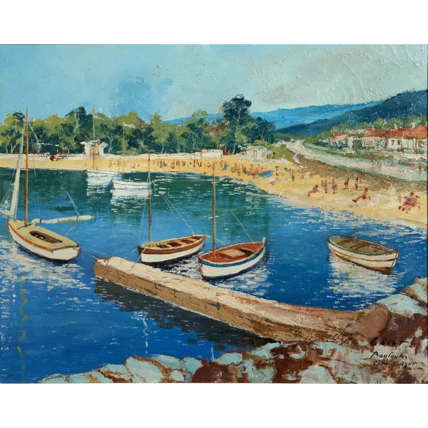 View of the beach of BOULOURIS oil on canvas from Marie Relin-Calot