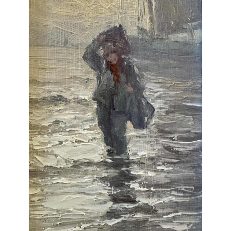 Albert Isidore DEVOS "Back from fishing" oil on wood