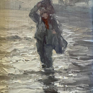 Albert Isidore DEVOS « De retour de pêche » peinture huile sur bois