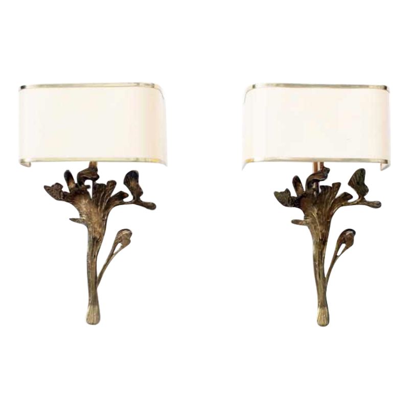 SOLD.TRES BELLE PAIRE D'APPLIQUES CHRYSTIANE CHARLES VERS 1970.