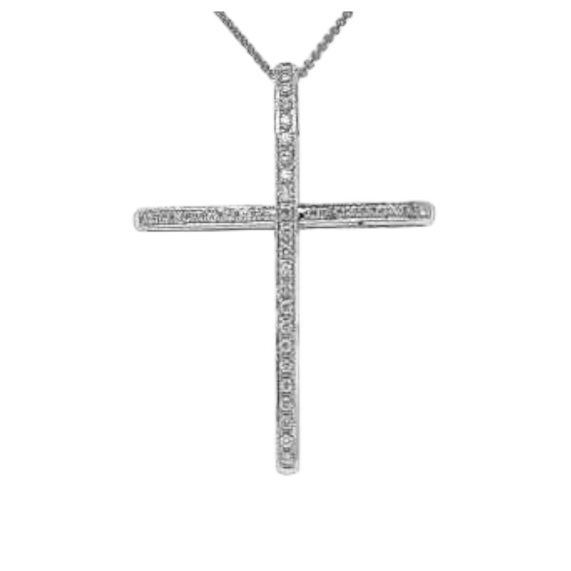 Pendentif 'Croix' or & diamants