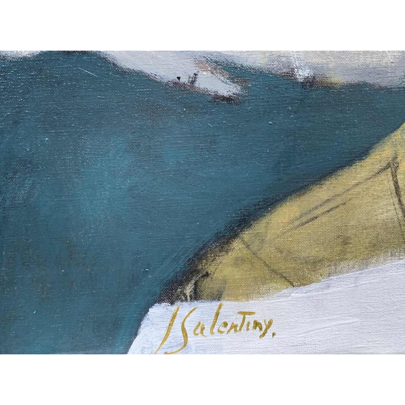 "Two sisters" huge oil on canvas from Jeanne Salentiny (1924-2018)