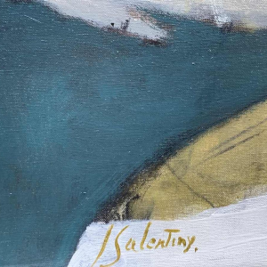 "Two sisters" huge oil on canvas from Jeanne Salentiny (1924-2018)