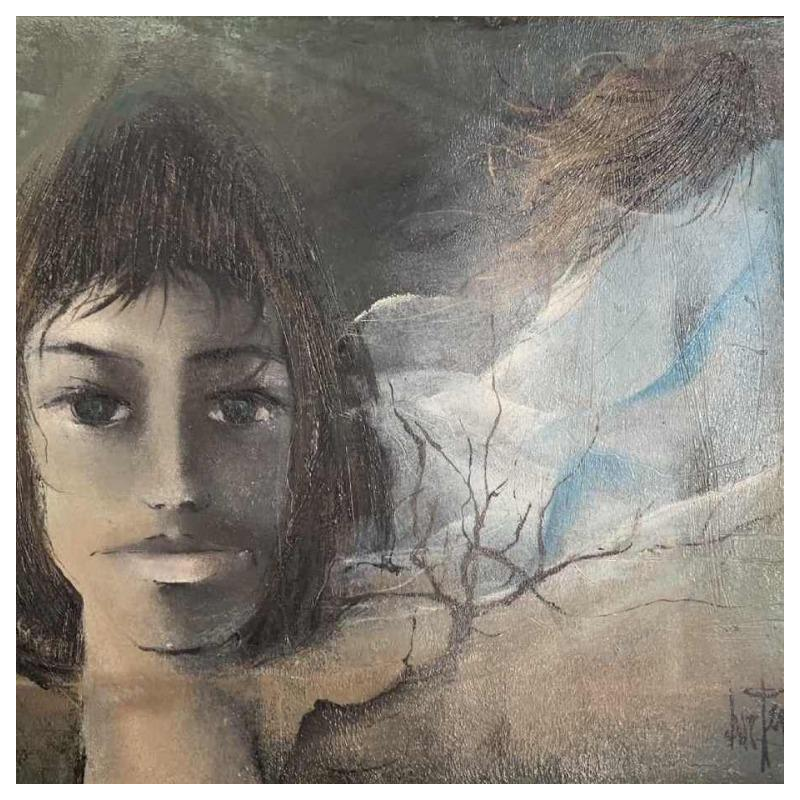 Luc Genot (1943-1995) visage de jeune femme huile sur toile