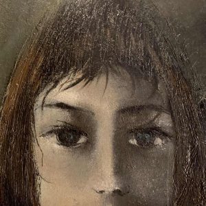 Luc Genot (1943-1995) face of a young woman oil on canvas