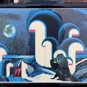 Zeefdruk illustratie futuristisch Sam Chivers genummerd 19/30 Brighton GB