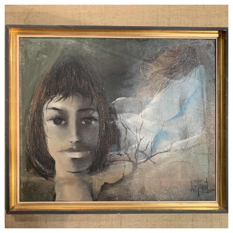 Luc Genot (1943-1995) face of a young woman oil on canvas