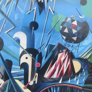 Zeefdruk illustratie futuristisch Sam Chivers genummerd 20/100 Wilmington GB