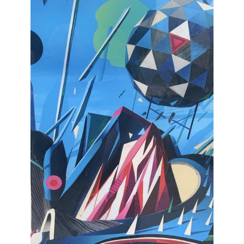 Zeefdruk illustratie futuristisch Sam Chivers genummerd 20/100 Wilmington GB