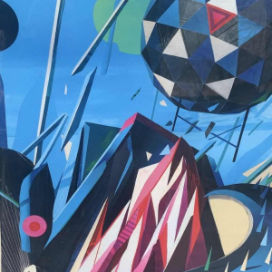 Zeefdruk illustratie futuristisch Sam Chivers genummerd 20/100 Wilmington GB