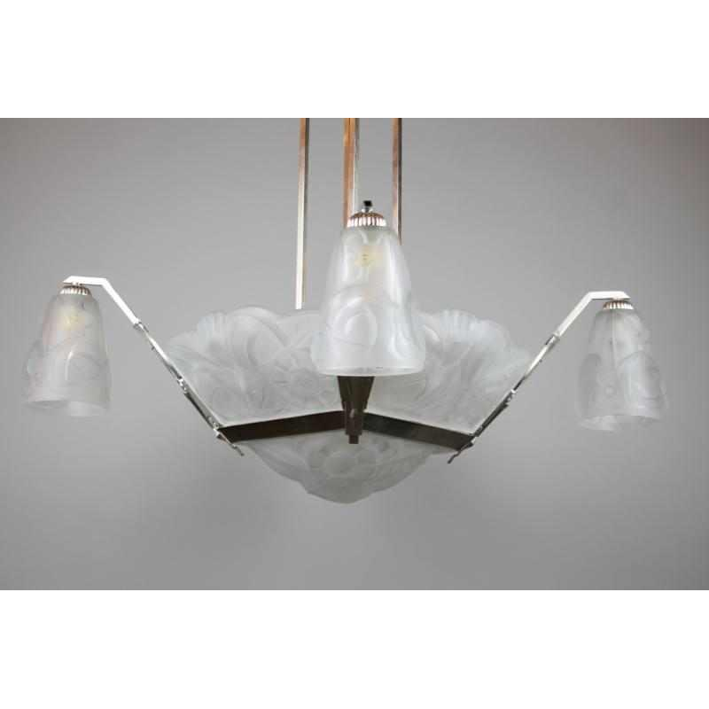Art Deco hanglamp van Degue circa 1930