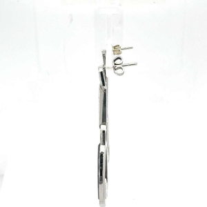 Pair of earrings in white gold with diamonds & black diamonds