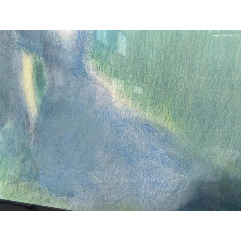 Ninette Ferard (Namur 1933-) pastel Young woman sitting against a tree