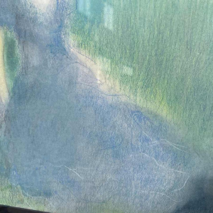 Ninette Ferard (Namen 1933-) pastel Jonge vrouw zittend tegen een boom