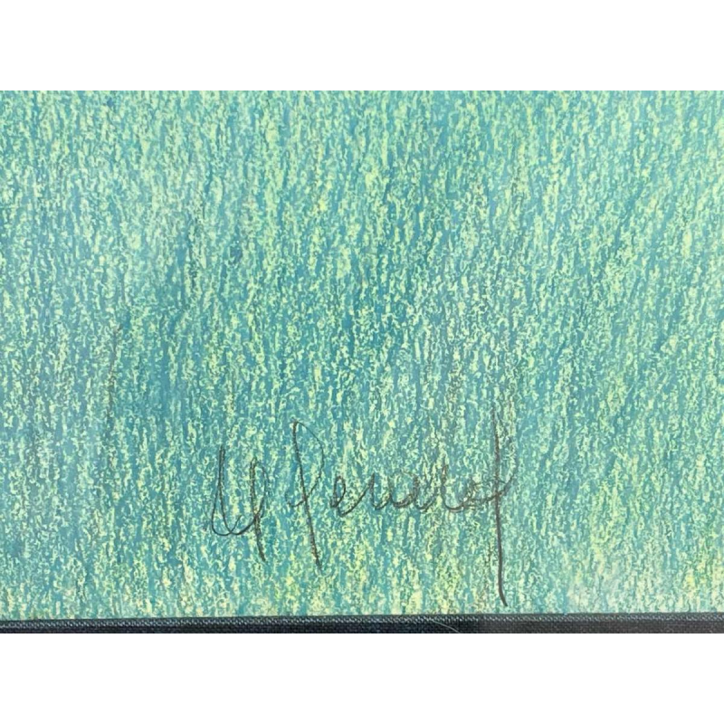 Ninette Ferard (Namur 1933-) pastel Young woman sitting against a tree