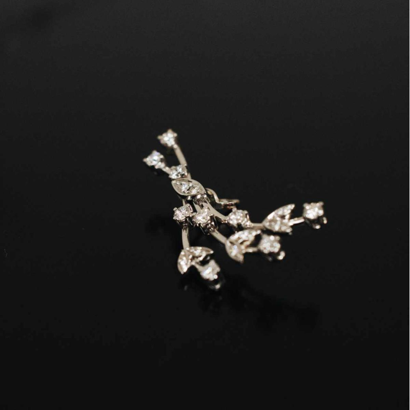 Set (collier en paar oorbellen) in witgoud en diamant