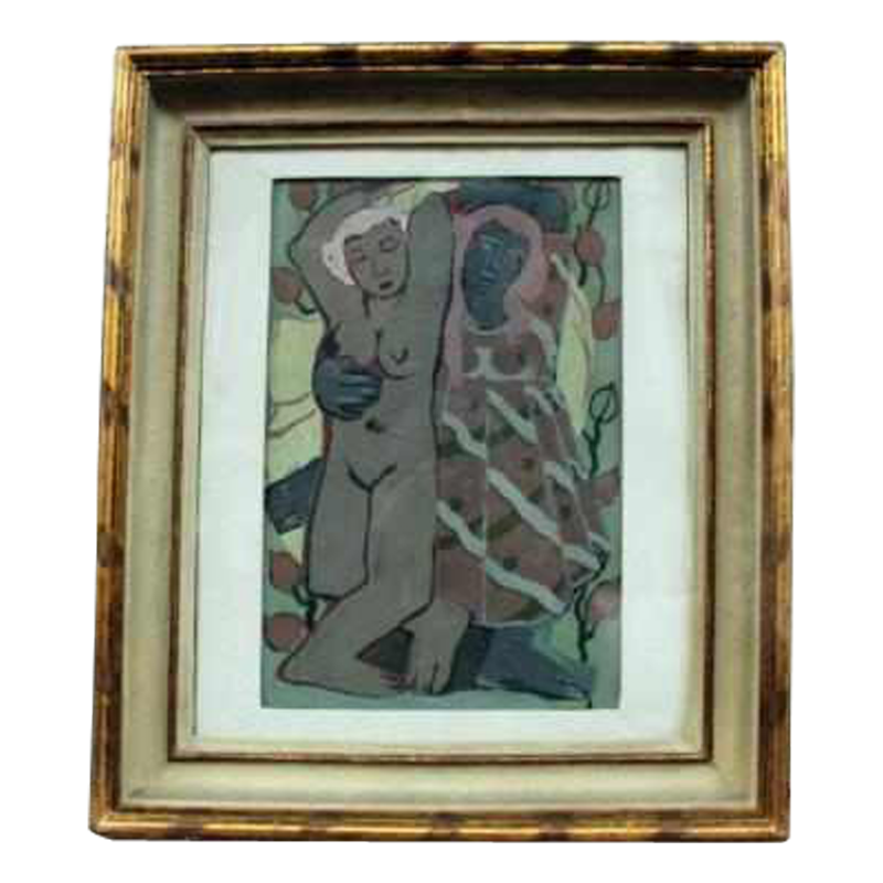 SOLD .MAUD GERARD "2 AMIES "HUILE SUR PANNEAU